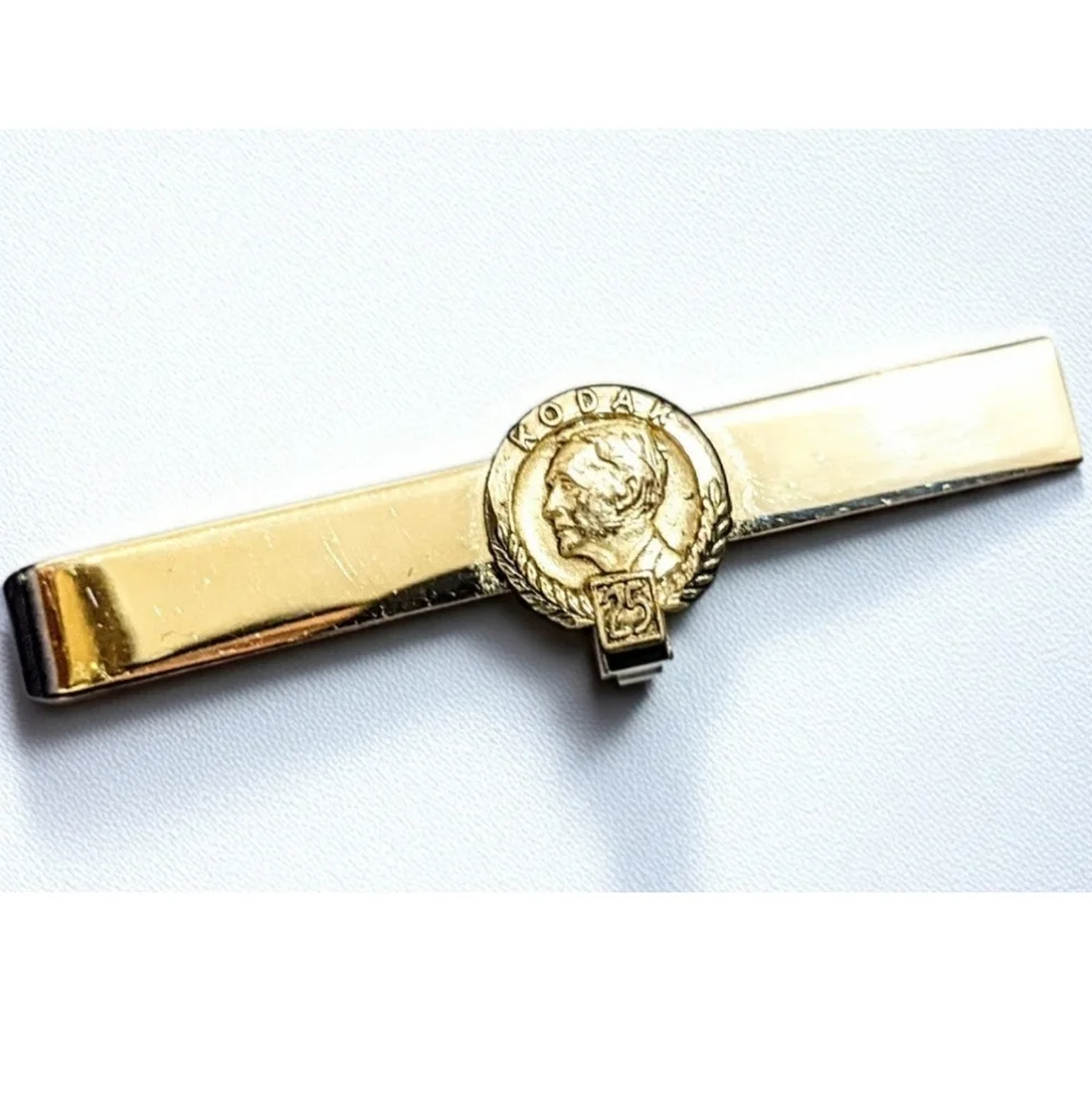Vtg 1954 sterling silver Kodak 25 years coin tie clip antique
